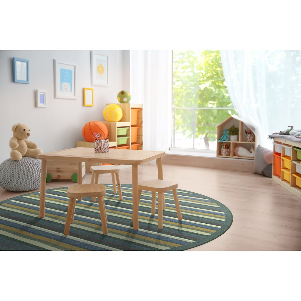 Kid Essentials Yipes Stripes 13'2" Round Area Rug in Color Soft