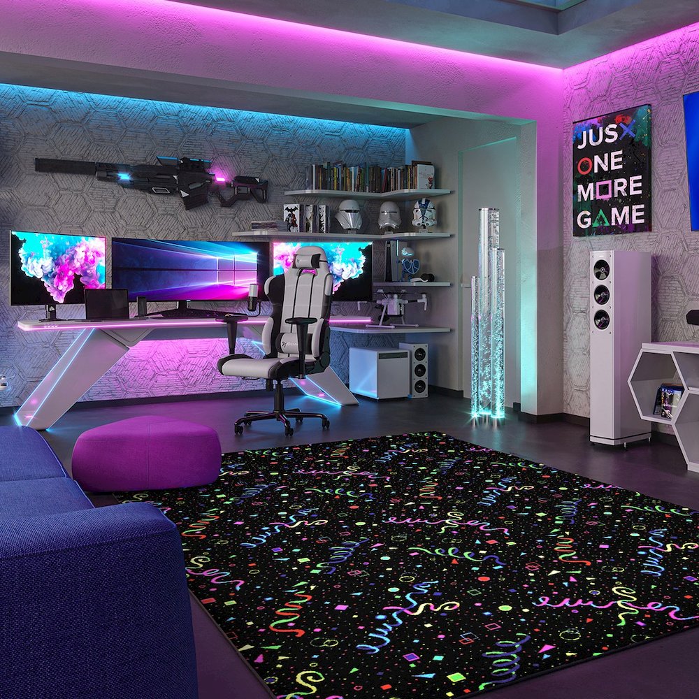 Neon Lights Celebration 12' x 18' Area Rug in Color Fluorescent
