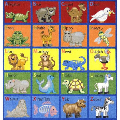 Kid Essentials Animal Phonics 5'4" x 7'8" Oval Area Rug in Color Multi