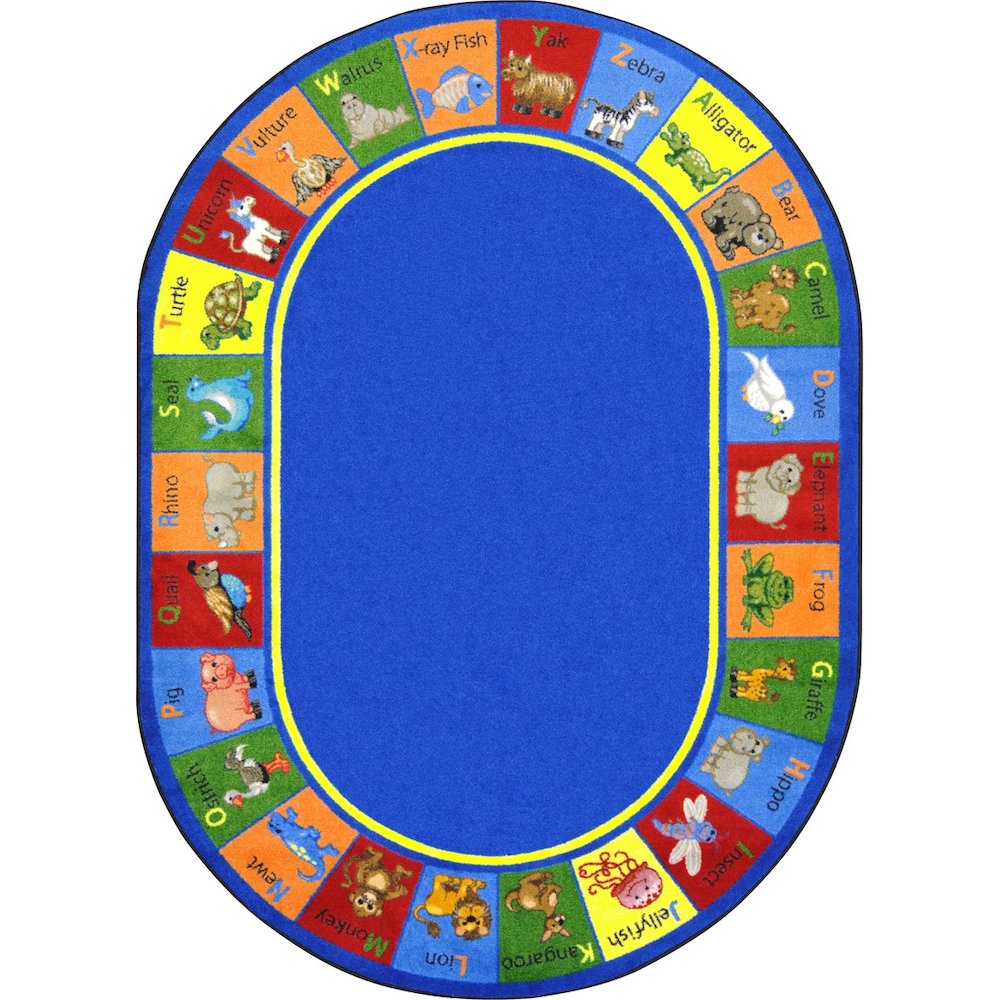 Kid Essentials Animal Phonics 5'4" x 7'8" Oval Area Rug in Color Multi