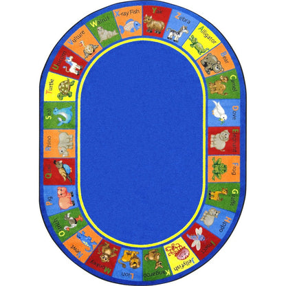 Kid Essentials Animal Phonics 5'4" x 7'8" Oval Area Rug in Color Multi