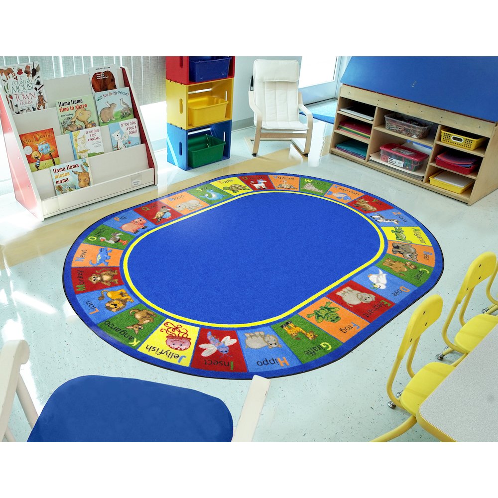 Kid Essentials Animal Phonics 5'4" x 7'8" Oval Area Rug in Color Multi