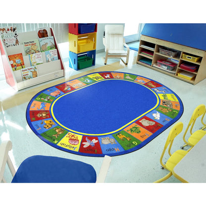 Kid Essentials Animal Phonics 5'4" x 7'8" Oval Area Rug in Color Multi