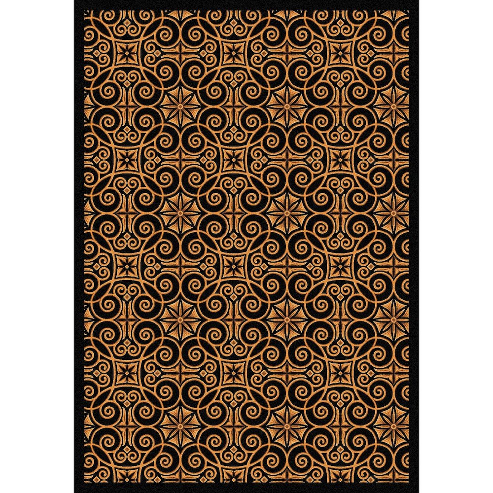 Any Day Matinee Antique Scroll 3'10" x 5'4" Area Rug in Color Black