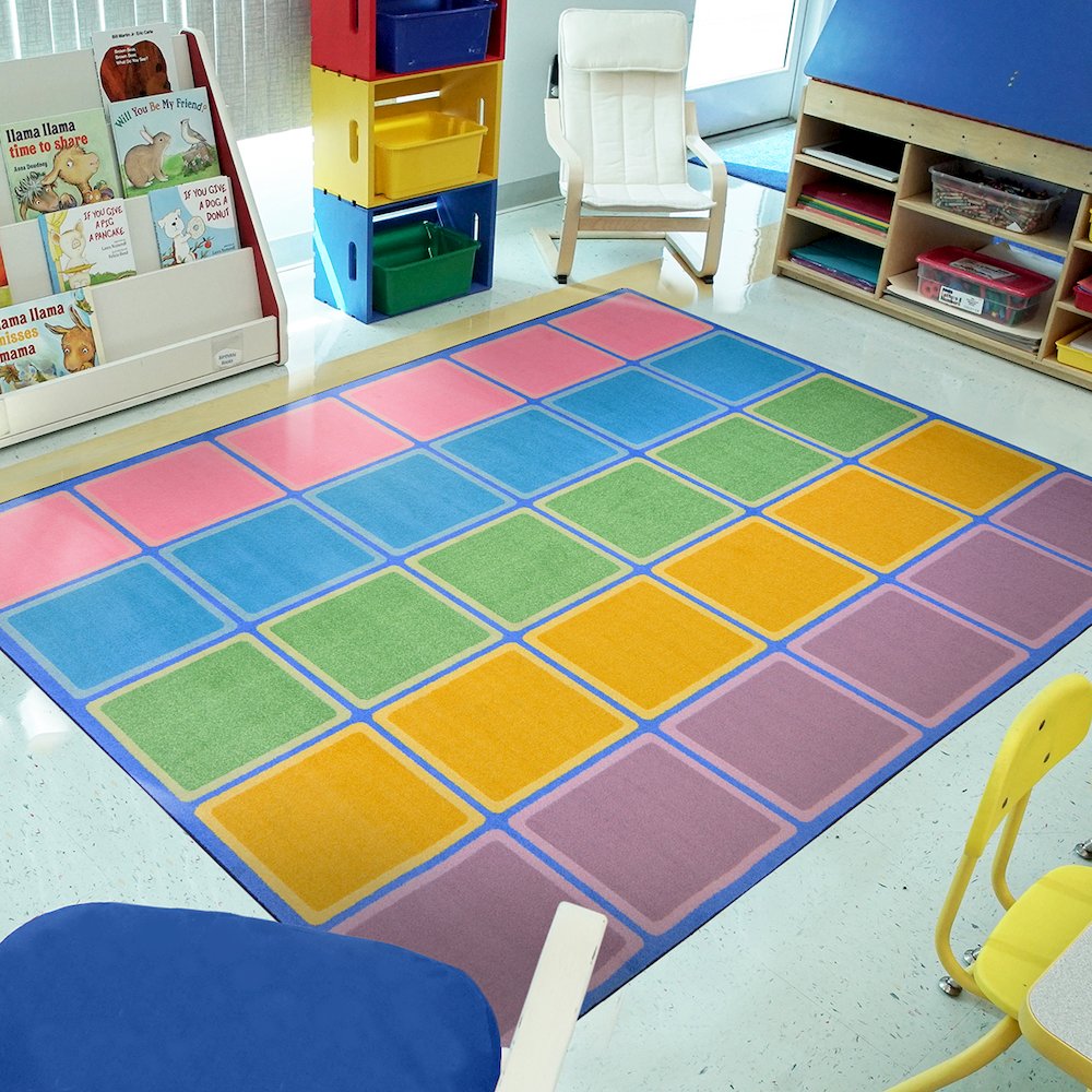 Kid Essentials Blocks Abound 7'8" x 10'9" Area Rug in Color Pastel