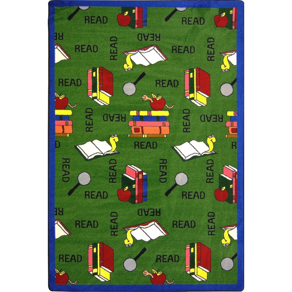 Kid Essentials Bookworm 3'10" x 5'4" Area Rug in Color Green