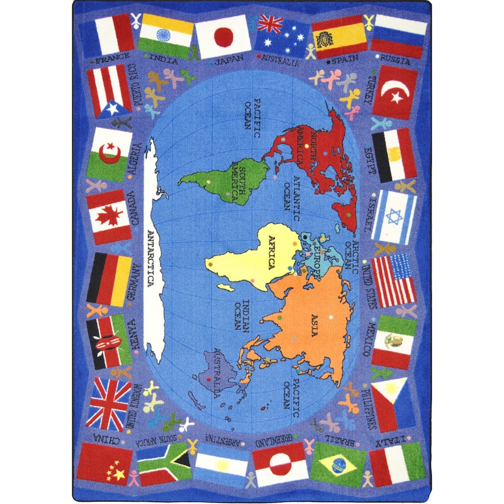 Kid Essentials Flags of the World 5'4" x 7'8" Area Rug in Color Multi