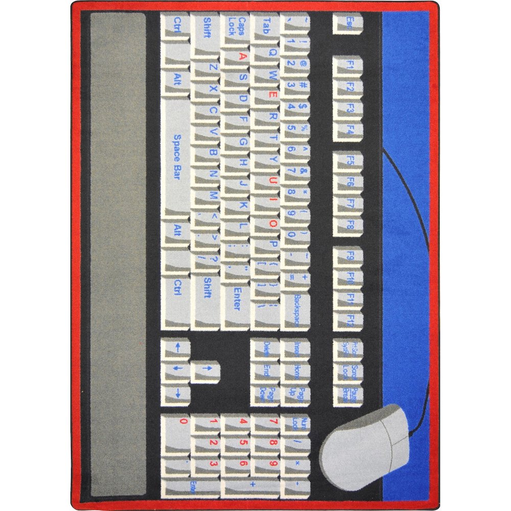 Kid Essentials Keyboard Connection 5'4" x 7'8" Area Rug in Color Gray