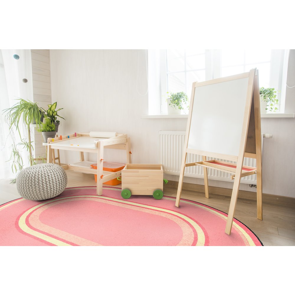 Kid Essentials Ripples 3'10" x 5'4" Oval Area Rug in Color Pretty Pink