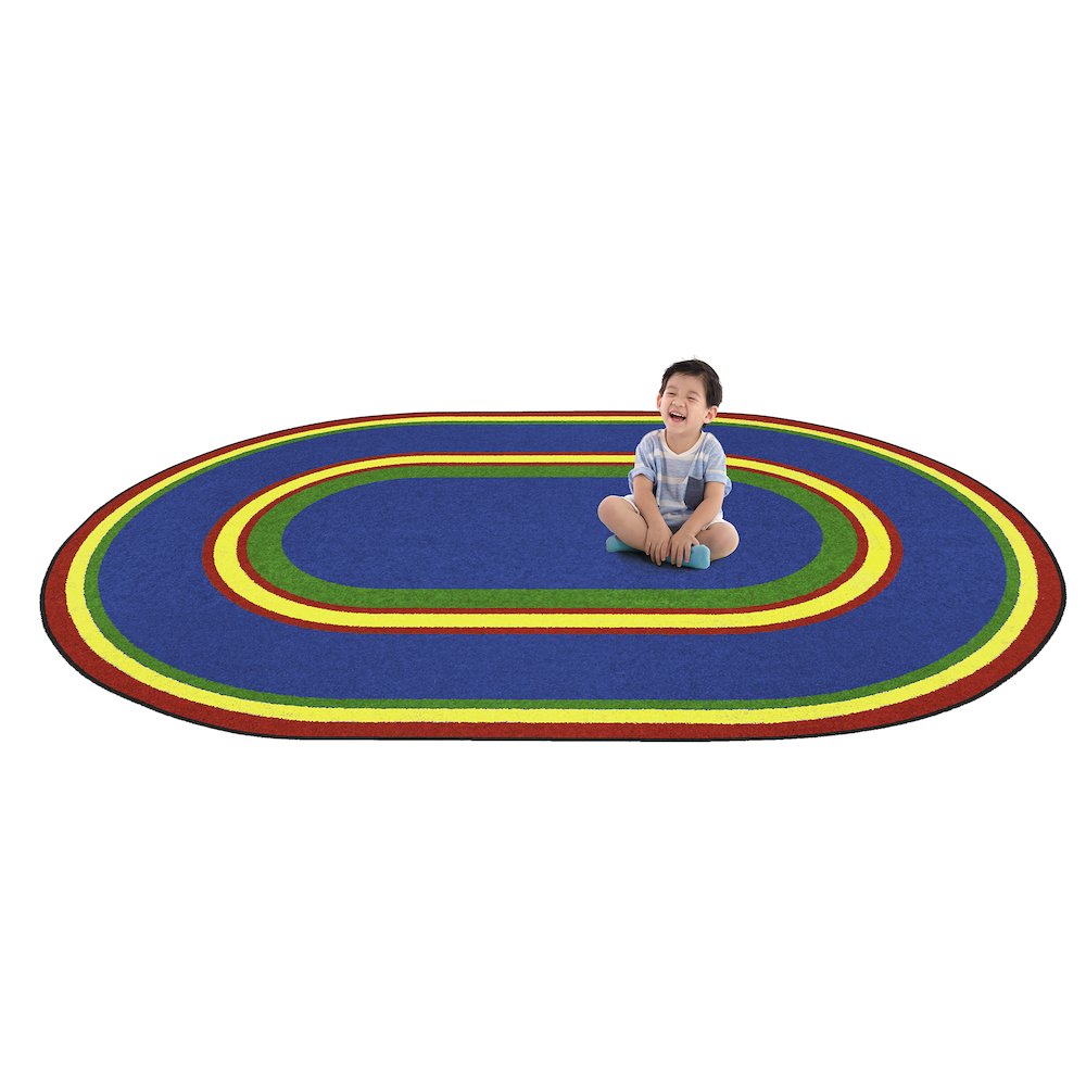 Kid Essentials Ripples 3'10" x 5'4" Oval Area Rug in Color Primary