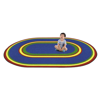 Kid Essentials Ripples 3'10" x 5'4" Oval Area Rug in Color Primary