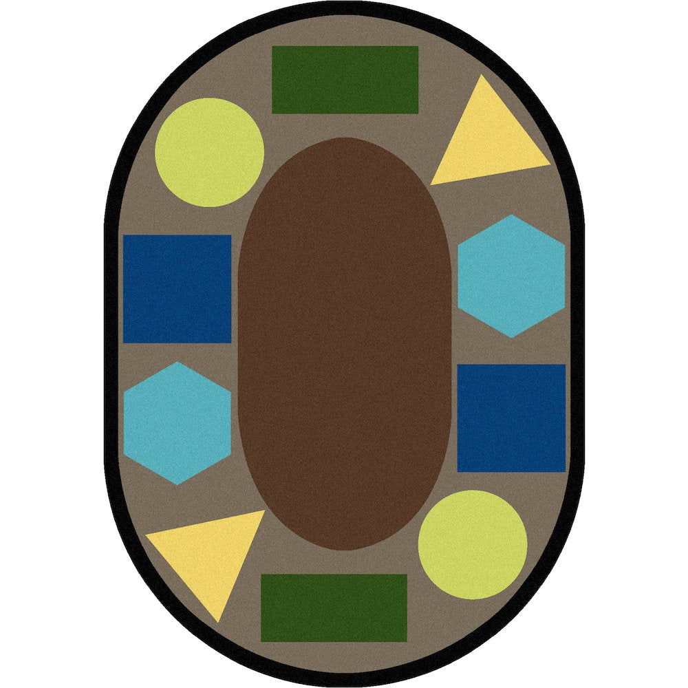 Kid Essentials Sitting Shapes 5'4" x 7'8" Oval Area Rug in Color Earthtone