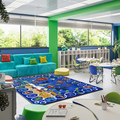 Kid Essentials Underwater Readers 5'4" x 7'8" Area Rug in Color Multi
