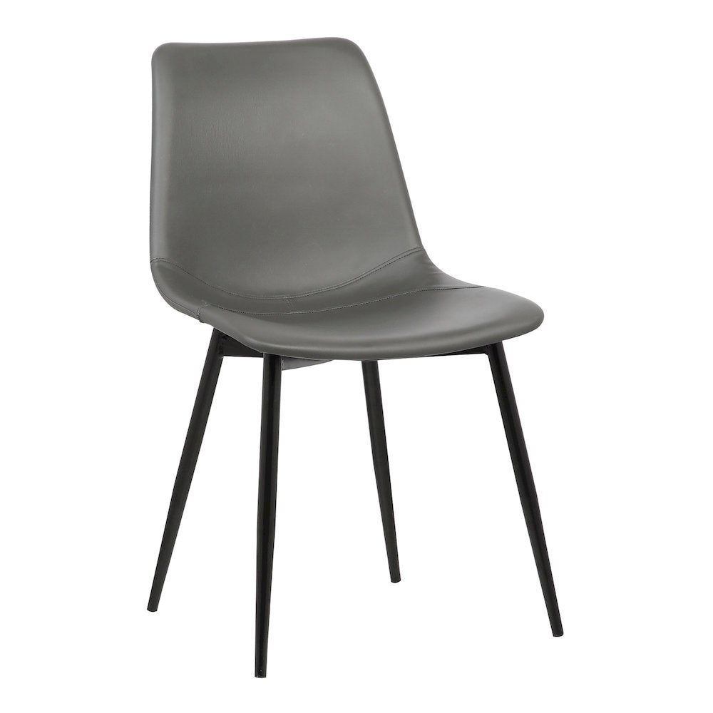 Monte Dining Chair in Gray Faux Leather with Black Metal Legs Set Of 2