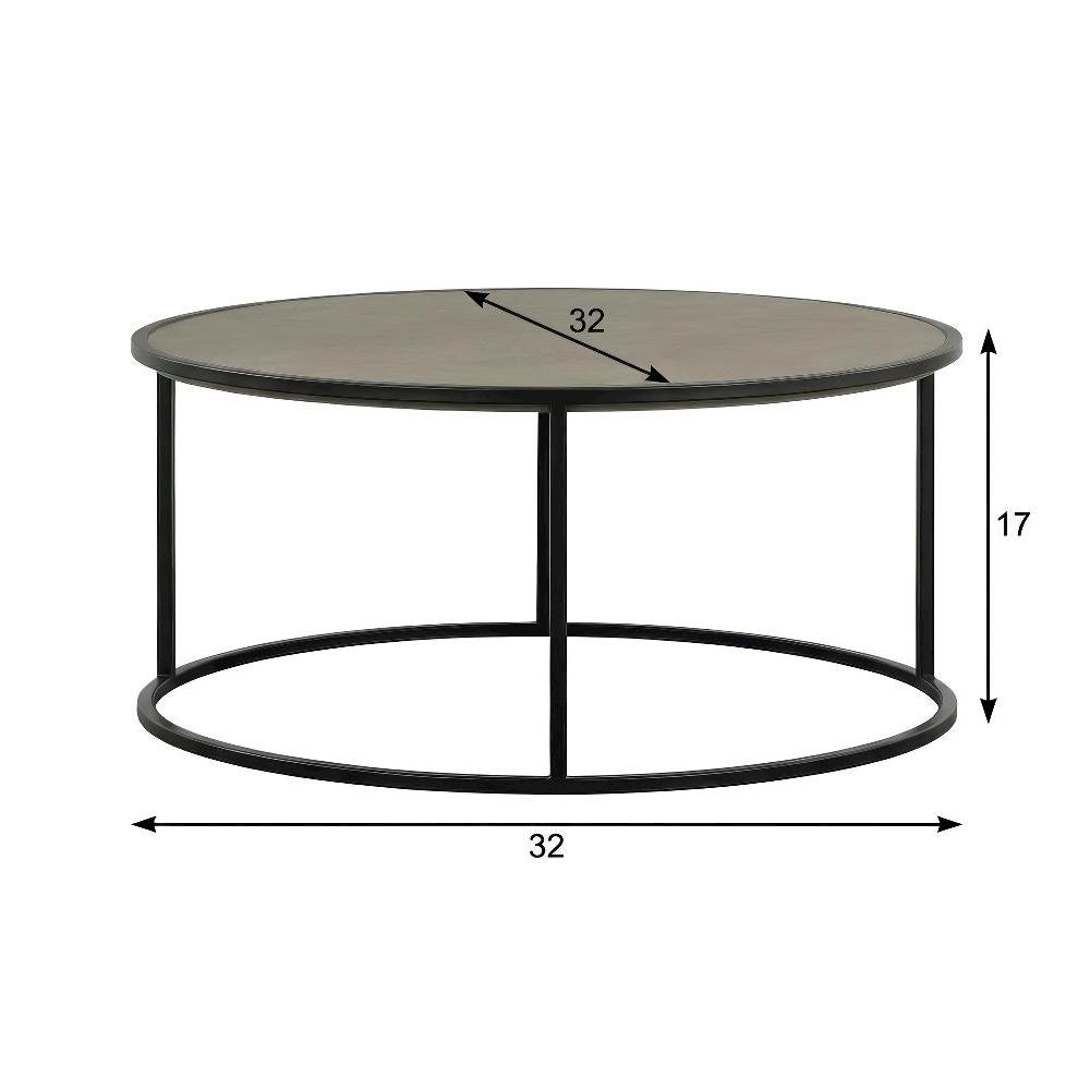 Concrete and Black Metal 2-Piece Nesting Coffee Table Set with Modern Design