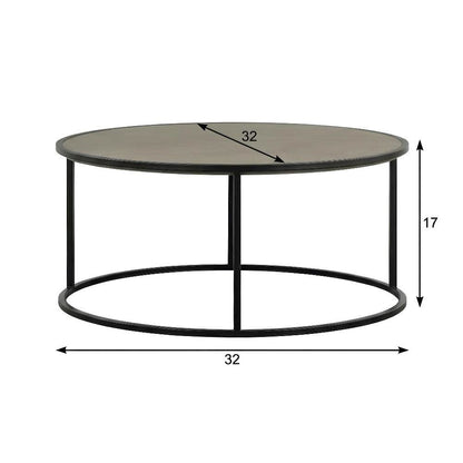 Concrete and Black Metal 2-Piece Nesting Coffee Table Set with Modern Design