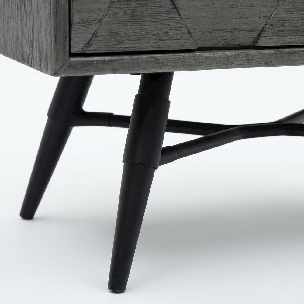 Grey Acacia Wood Nightstand with Single Drawer and Sturdy Legs