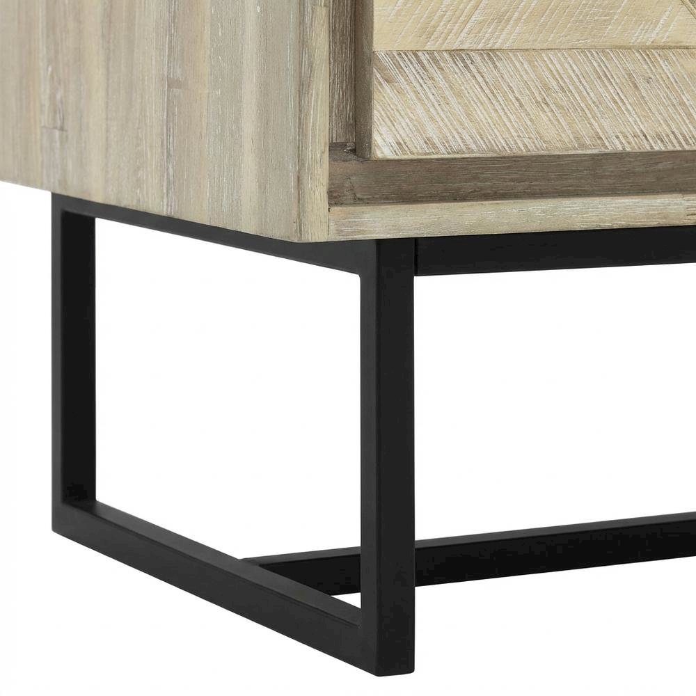 Acacia Wood Nightstand with 1 Drawer for Bedroom Storage