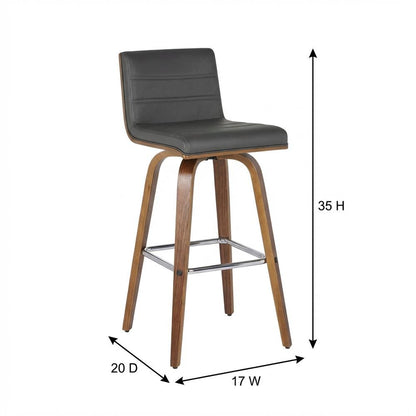 Counter Height Barstool with Grey Faux Leather Seat and Comfortable Back