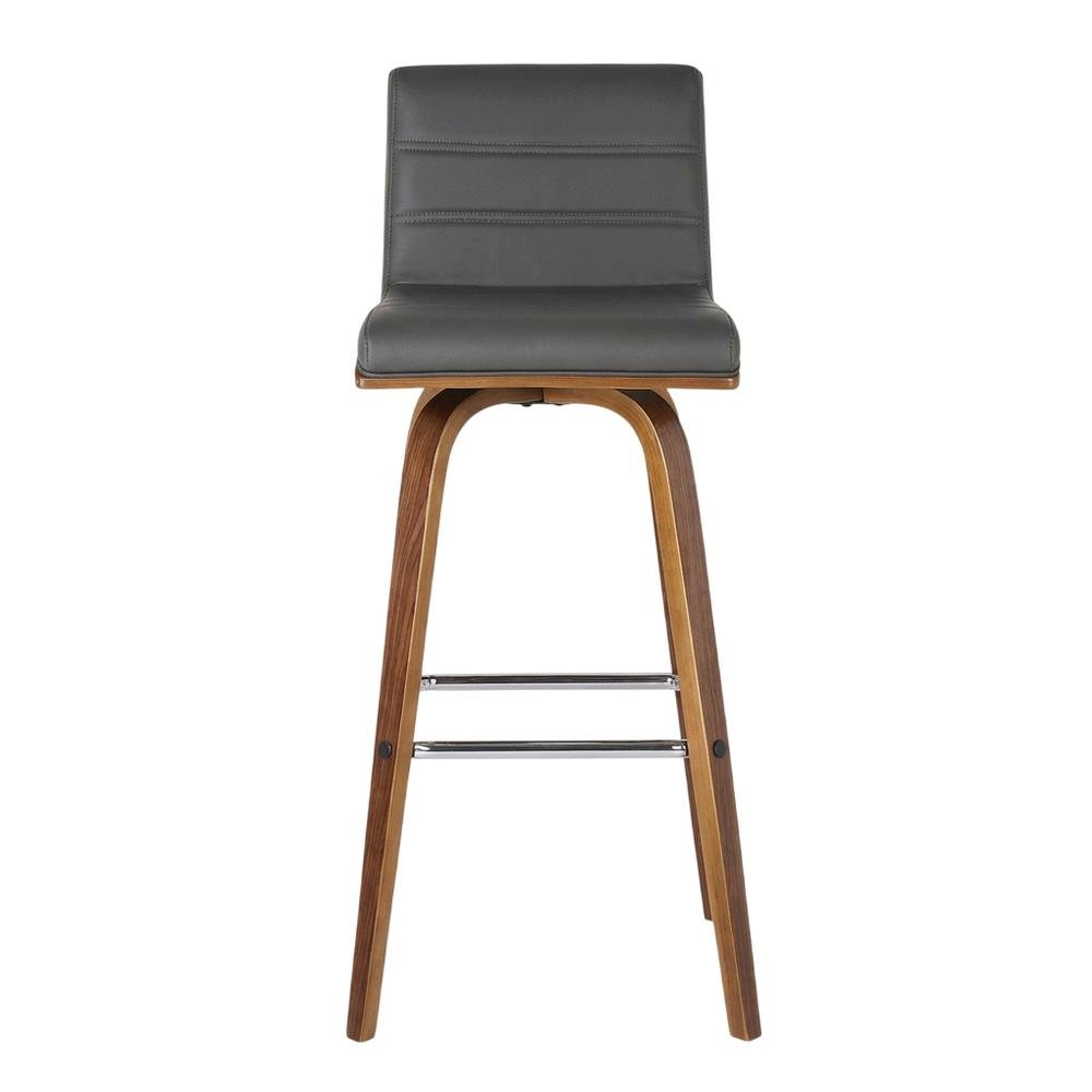 Counter Height Barstool with Grey Faux Leather Seat and Comfortable Back