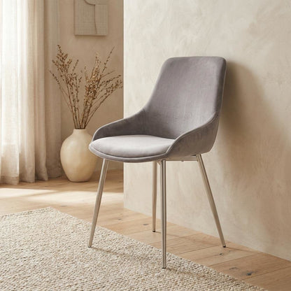 Gray Velvet Accent Chair with Polyester Upholstery and Sturdy Legs