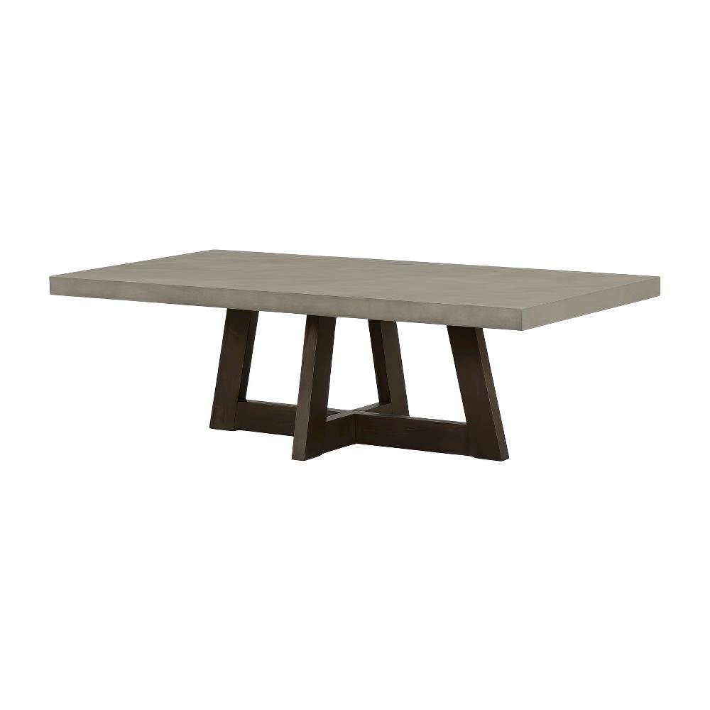 Grey Concrete and Dark Oak Coffee Table with Rectangular Top and Sturdy Design