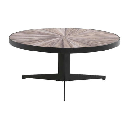 Round Maroon Mid-Century Coffee Table with Tempered Glass Top and Metal Legs