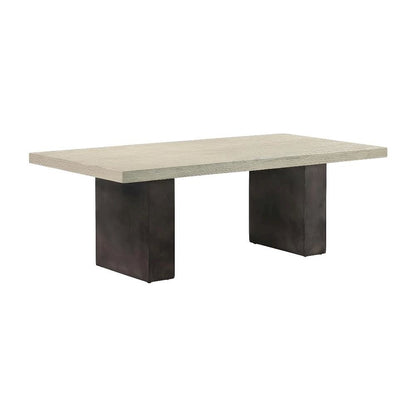 Concrete and Gray Oak Wood Coffee Table with Silver Gray Oak Finish