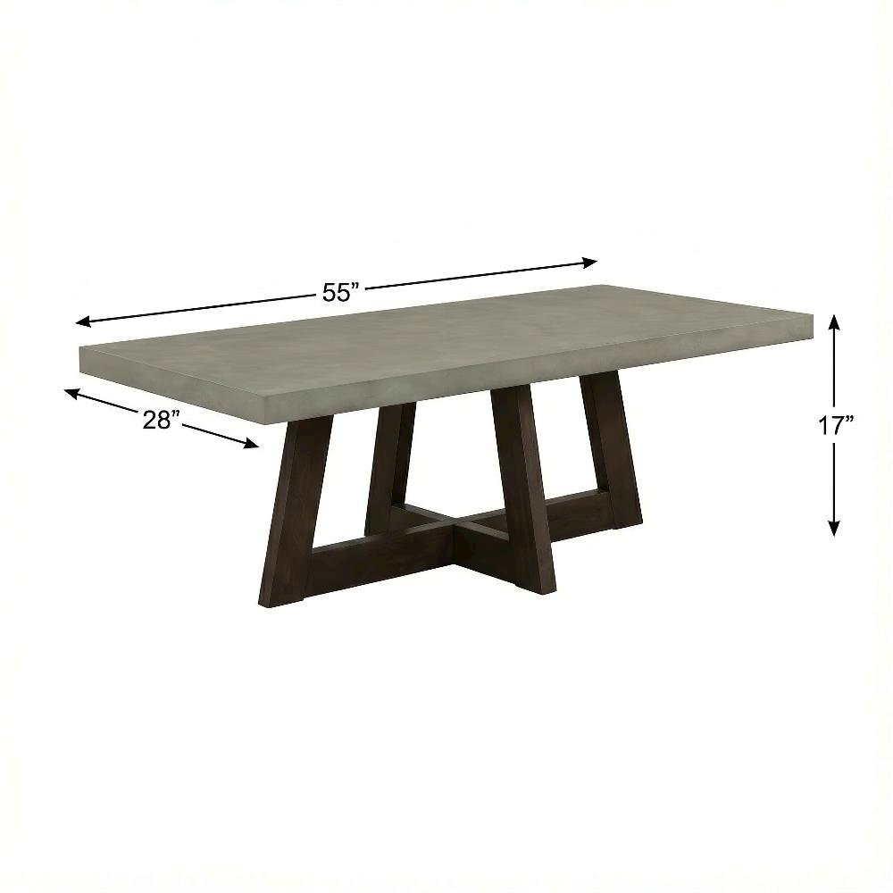 Grey Concrete and Dark Oak Coffee Table with Rectangular Top and Sturdy Design