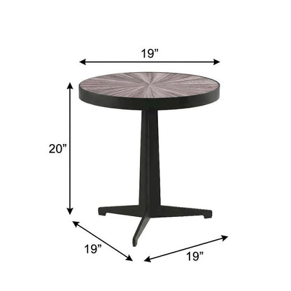 Round Maroon Coffee Table Set with Tempered Glass Top 2-Piece Metal Tripod Legs