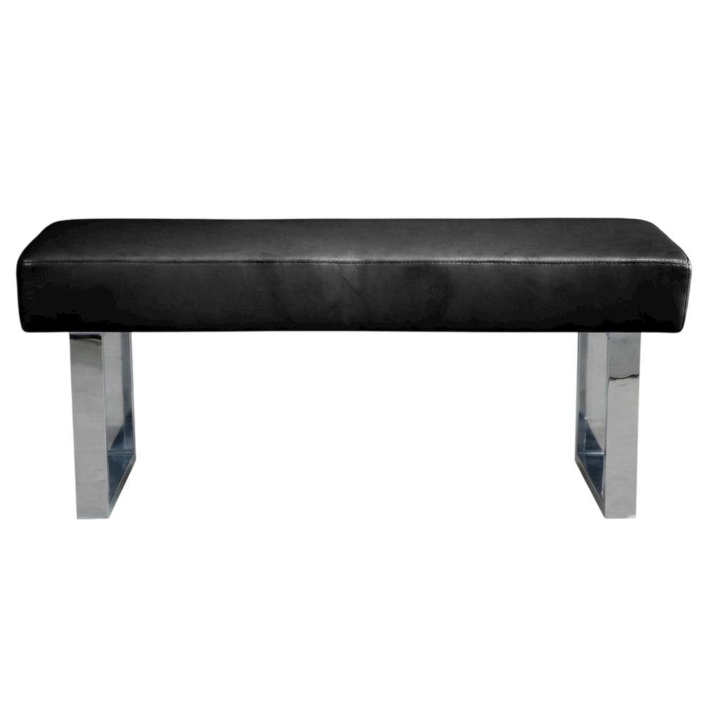 Black Upholstered Bench with Fabric Cover and Classic Design