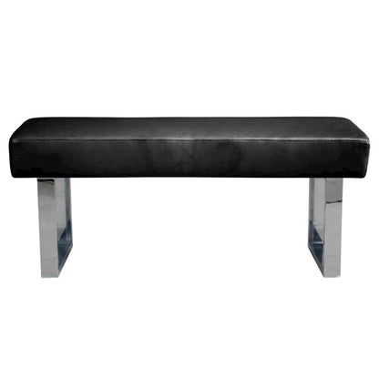 Black Upholstered Bench with Fabric Cover and Classic Design