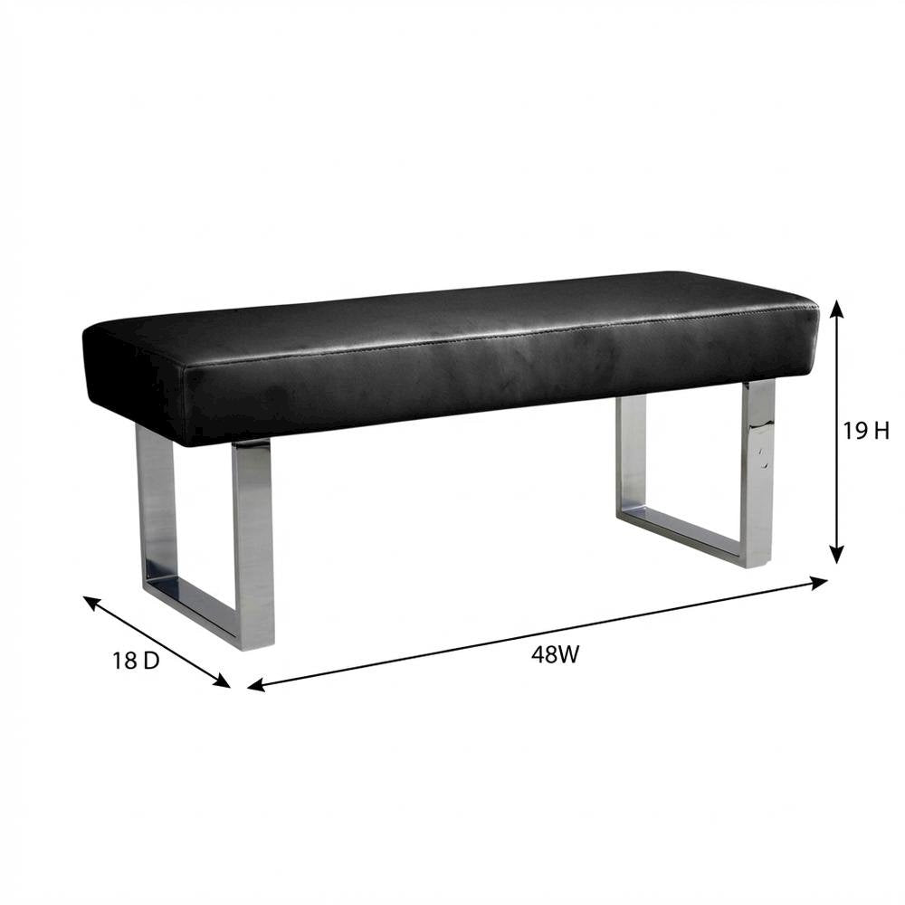 Black Upholstered Bench with Fabric Cover and Classic Design