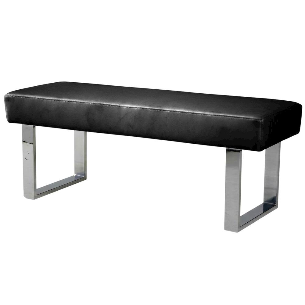 Black Upholstered Bench with Fabric Cover and Classic Design