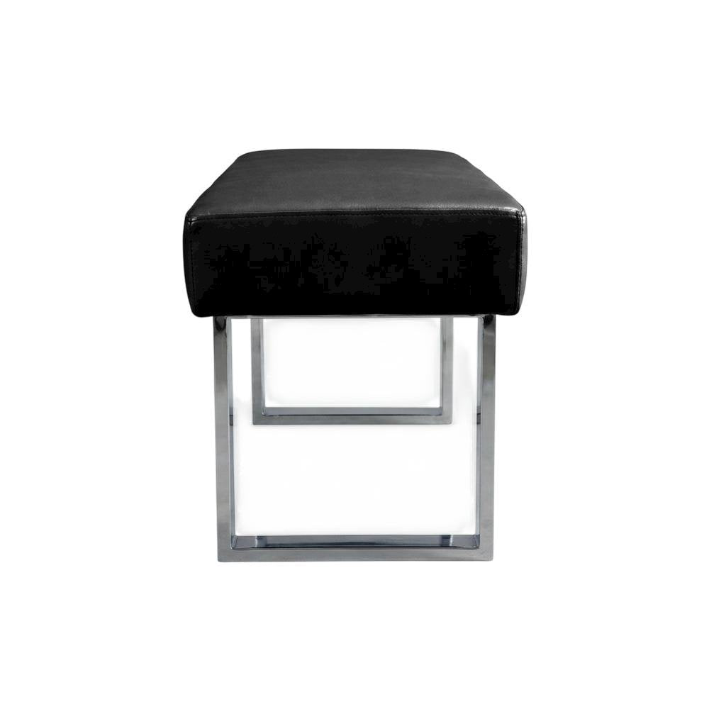 Black Upholstered Bench with Fabric Cover and Classic Design