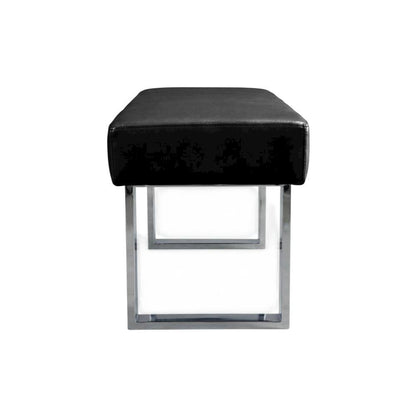 Black Upholstered Bench with Fabric Cover and Classic Design
