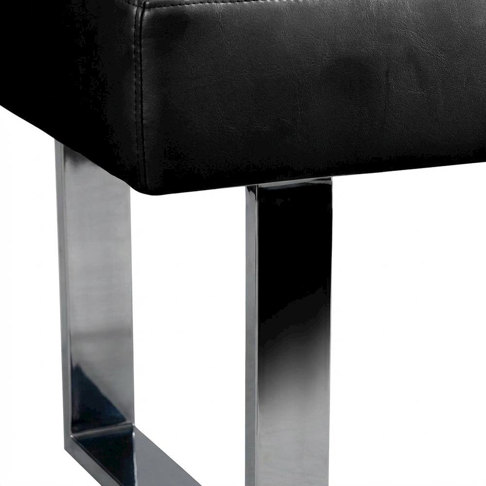 Black Upholstered Bench with Fabric Cover and Classic Design