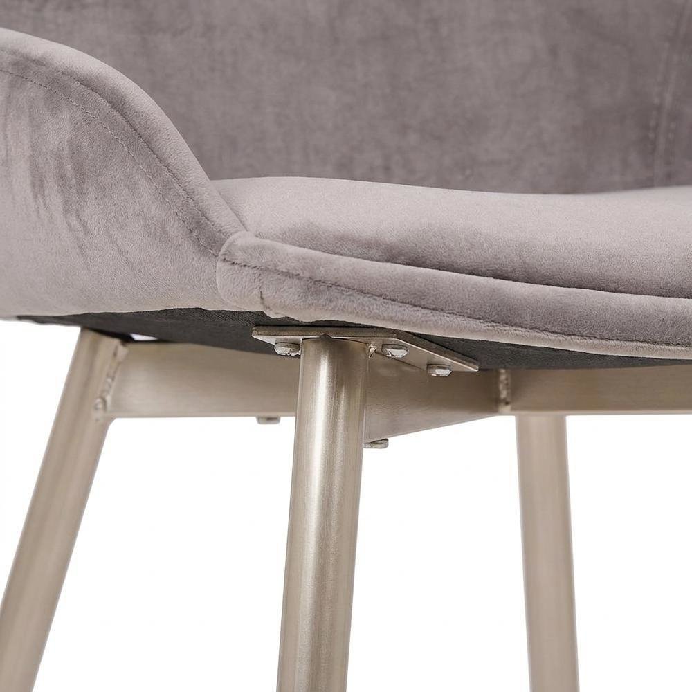 Gray Velvet Accent Chair with Polyester Upholstery and Sturdy Legs