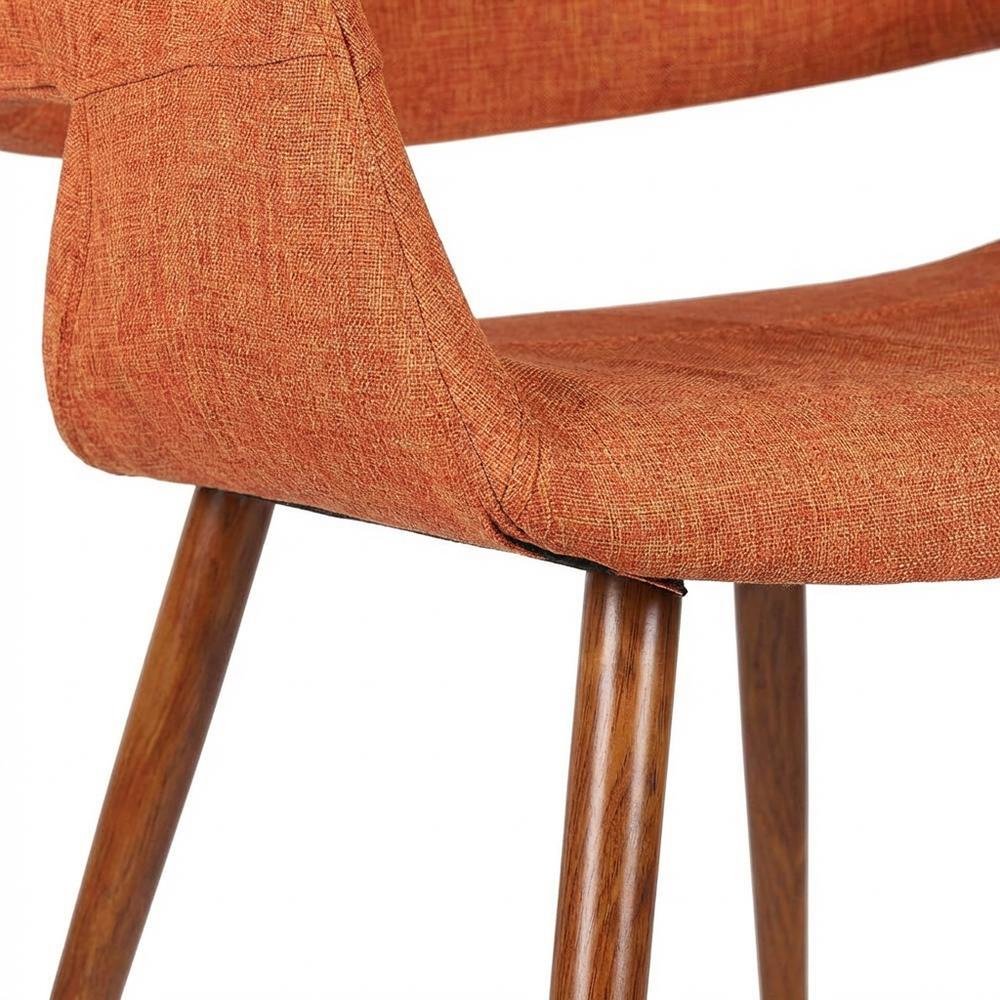 Dining Chair in Walnut Finish with Orange Polyester Upholstery for Comfort