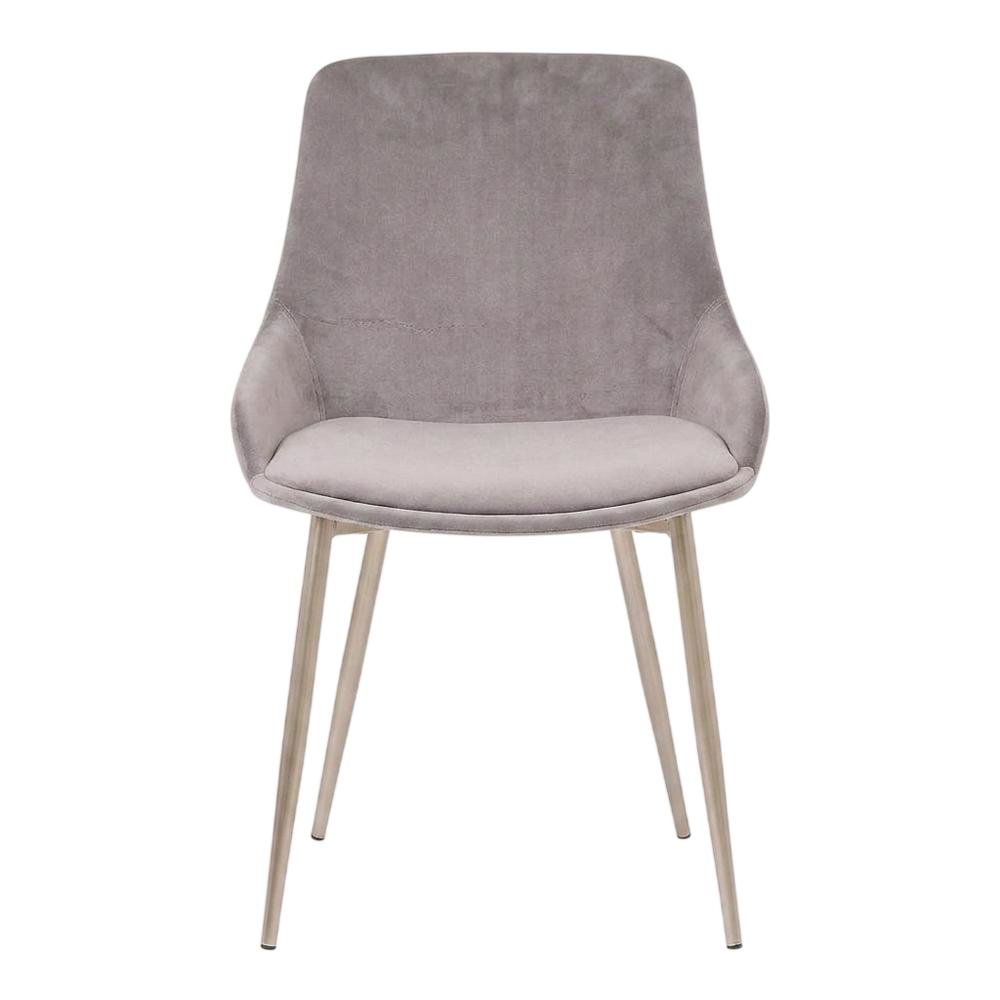 Gray Velvet Accent Chair with Polyester Upholstery and Sturdy Legs