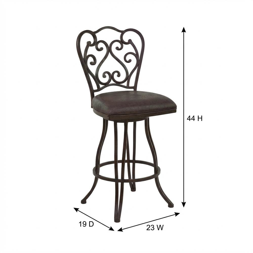 Counter Height Metal Swivel Barstool with Bandero Espresso Upholstery