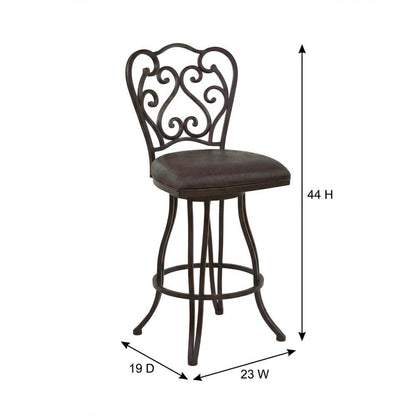 Counter Height Metal Swivel Barstool with Bandero Espresso Upholstery