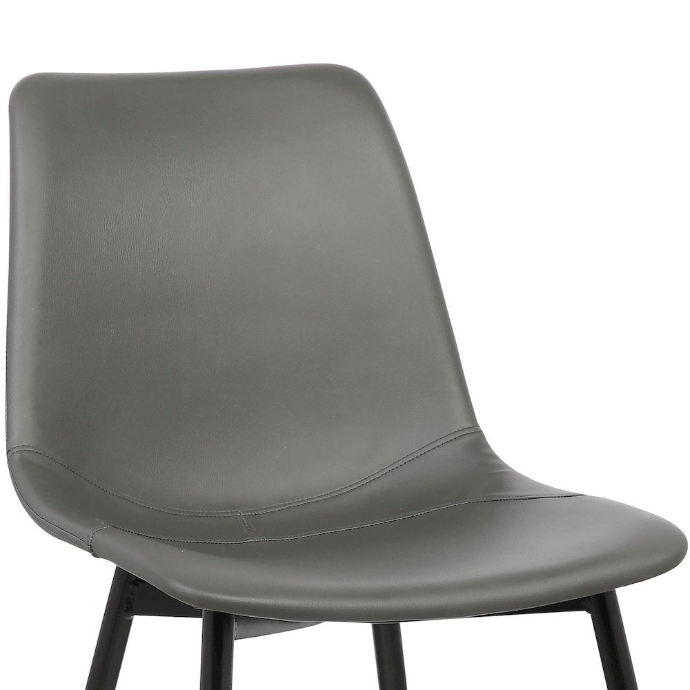 Monte Dining Chair in Gray Faux Leather with Black Metal Legs Set Of 2