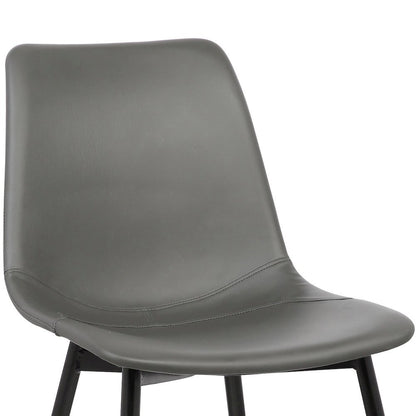 Monte Dining Chair in Gray Faux Leather with Black Metal Legs Set Of 2