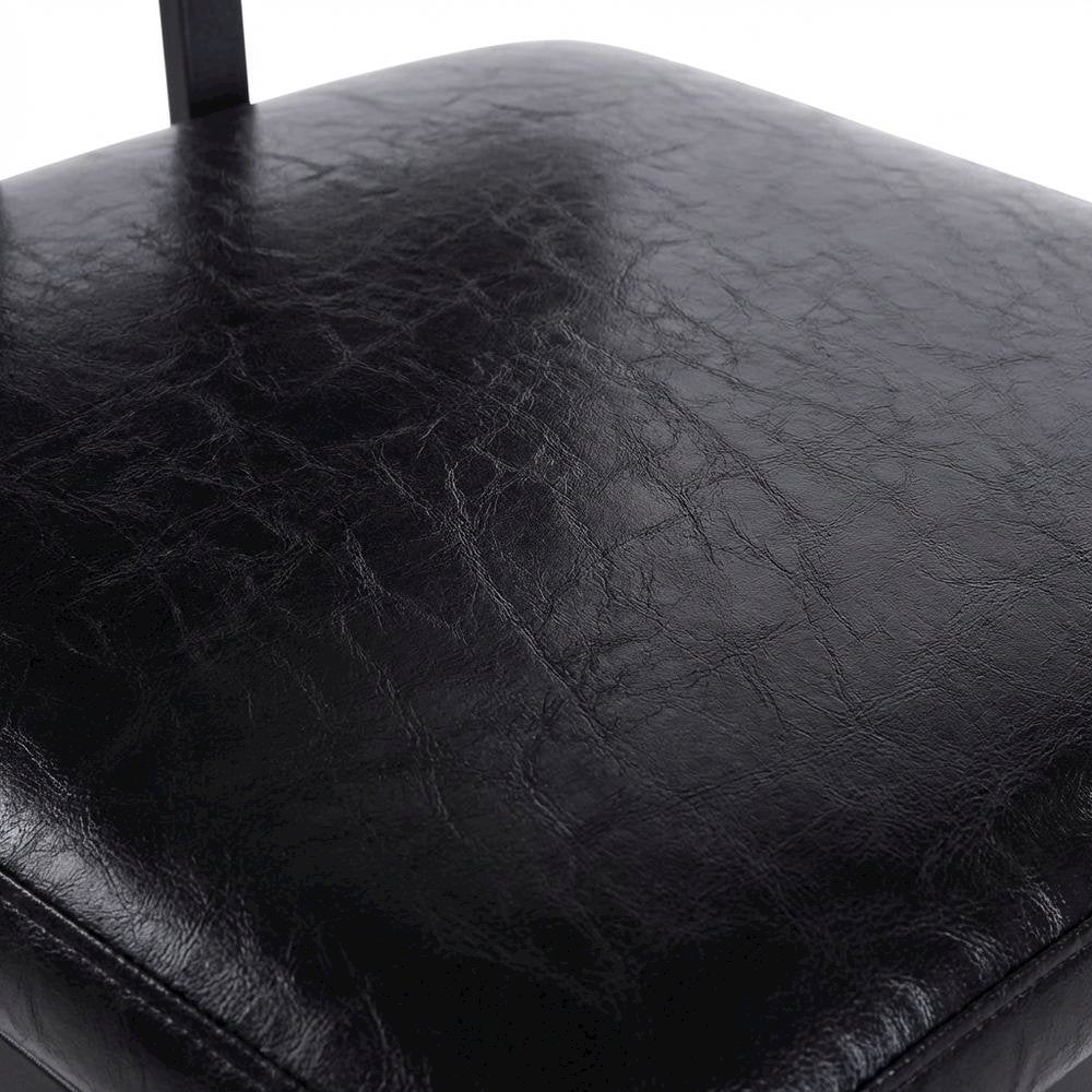 Black Counter Height Barstool with Faux Leather Seat and Powder Coated Finish