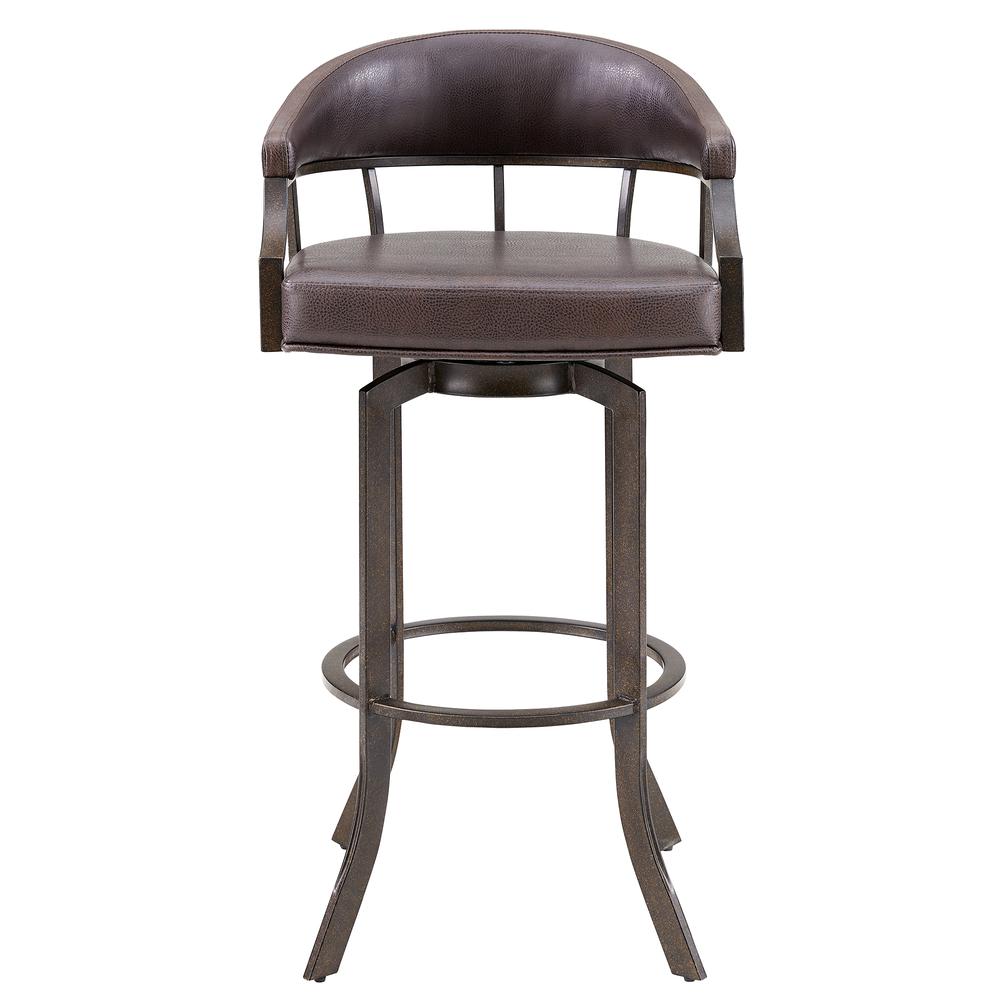 Pharaoh Swivel 30" Auburn Bay and Brown Faux Leather Bar Stool