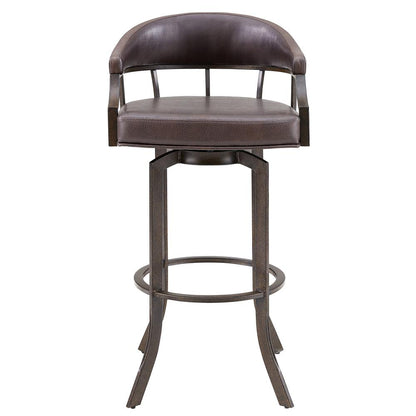 Pharaoh Swivel 30" Auburn Bay and Brown Faux Leather Bar Stool
