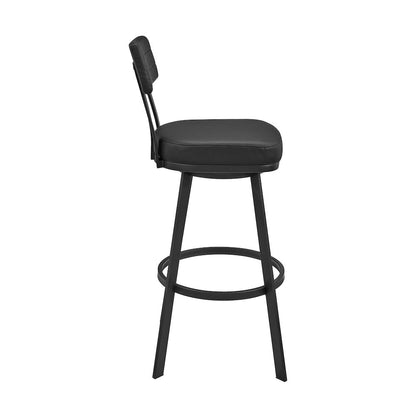 Jinab Swivel Counter or Bar Stool in Faux Leather and Metal
