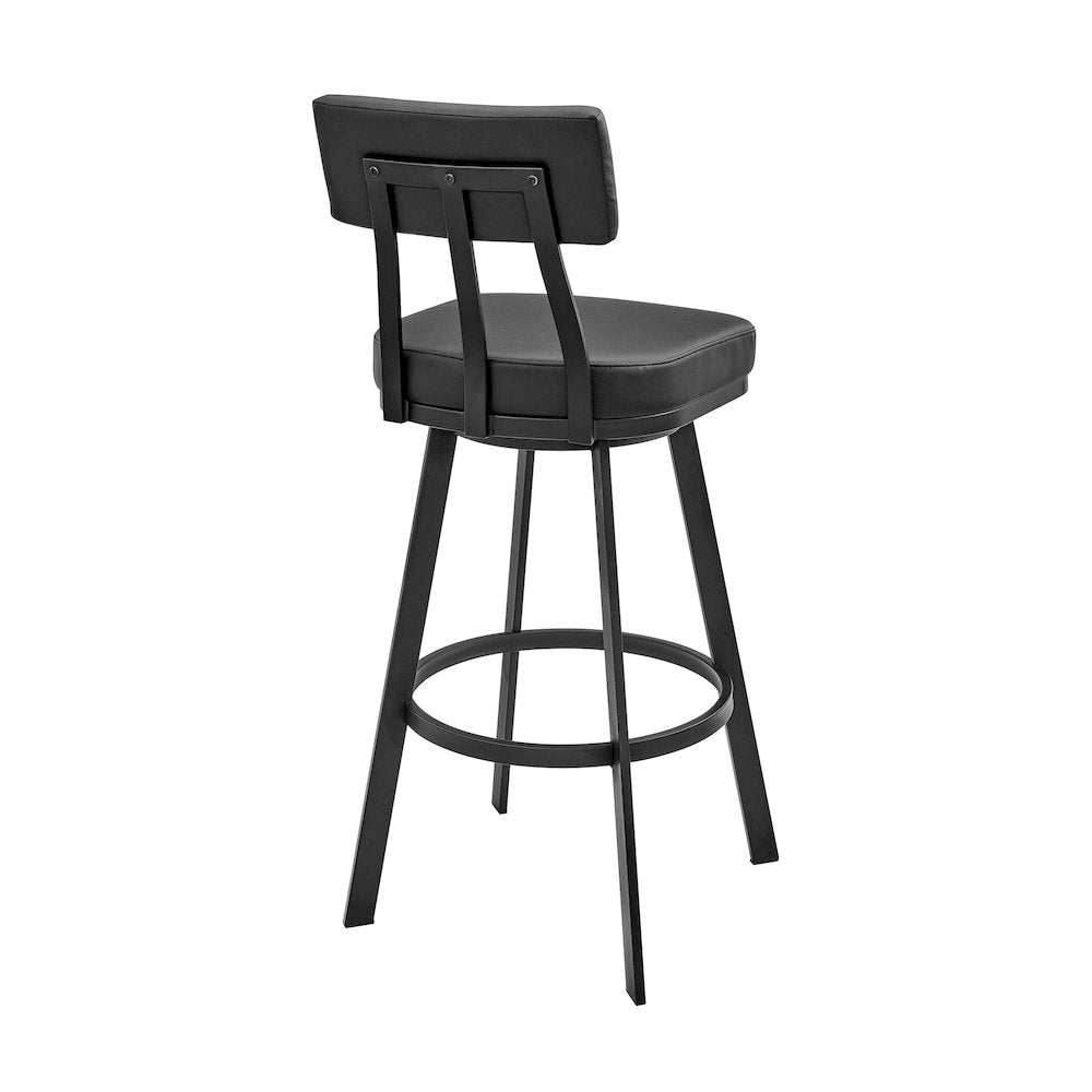 Jinab Swivel Counter or Bar Stool in Faux Leather and Metal