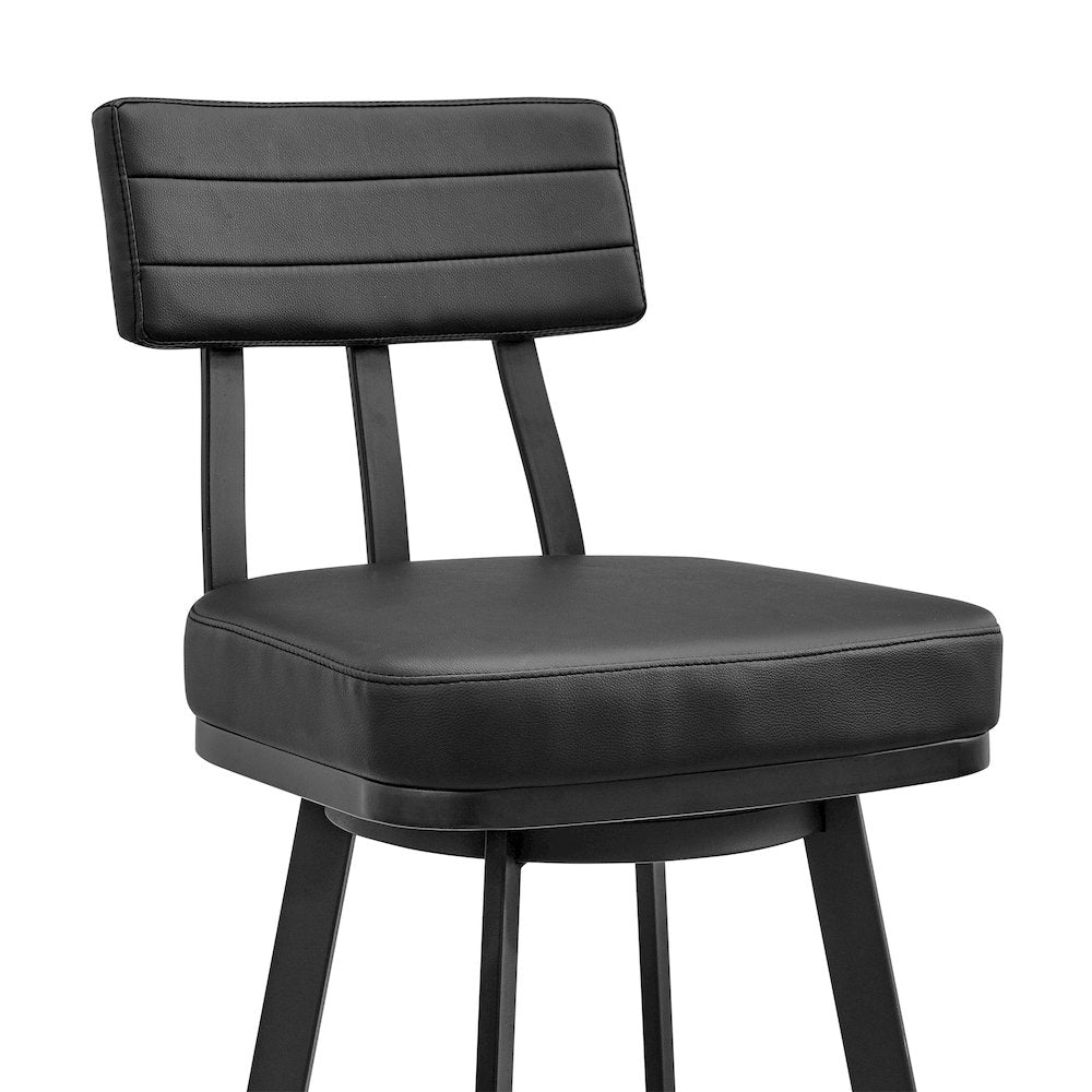 Jinab Swivel Counter or Bar Stool in Faux Leather and Metal